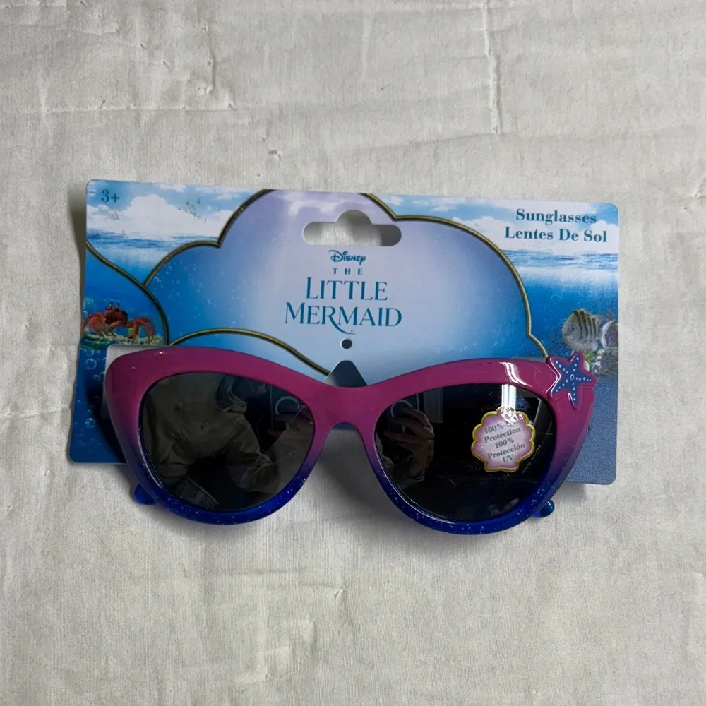 Disney The Little Mermaid Sunglasses Purple Blue Ombre Glitter UV Protection